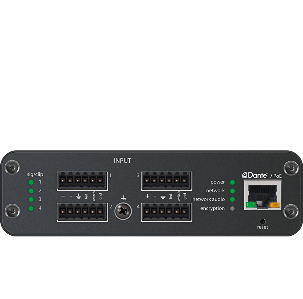 Shure ANI4IN Dante Audio Network Interface 4x Block