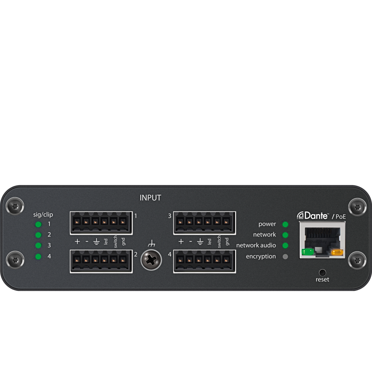 Shure ANI4IN Dante Audio Network Interface 4x Block