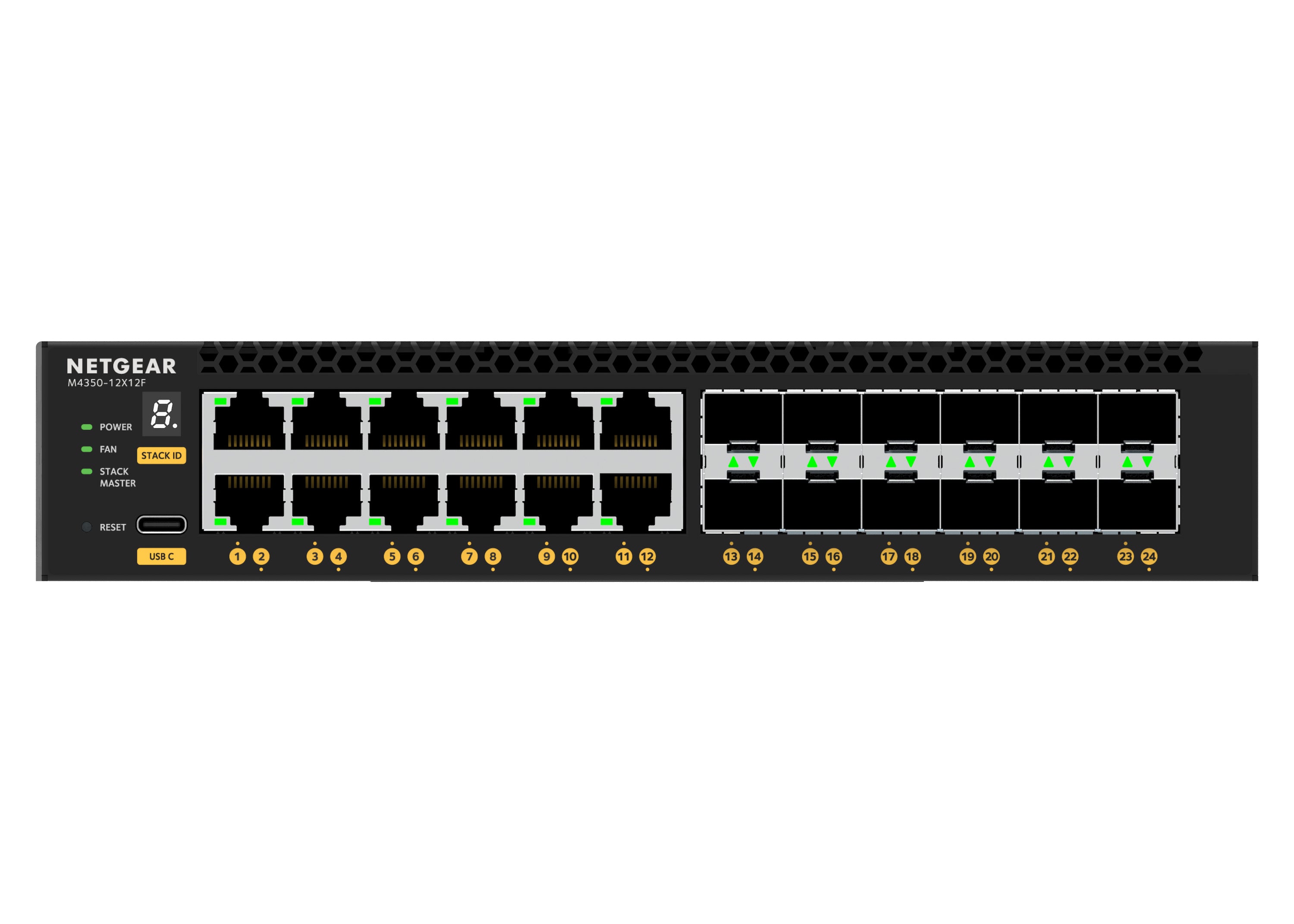 Netgear M4350-12x12F 24 Port 10Gb Multi-Gig Managed AV Switch w/SFP+