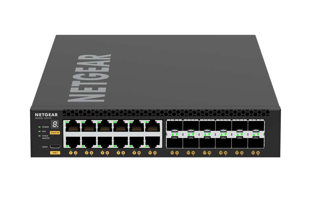 Netgear M4350-12x12F 24 Port 10Gb Multi-Gig Managed AV Switch w/SFP+