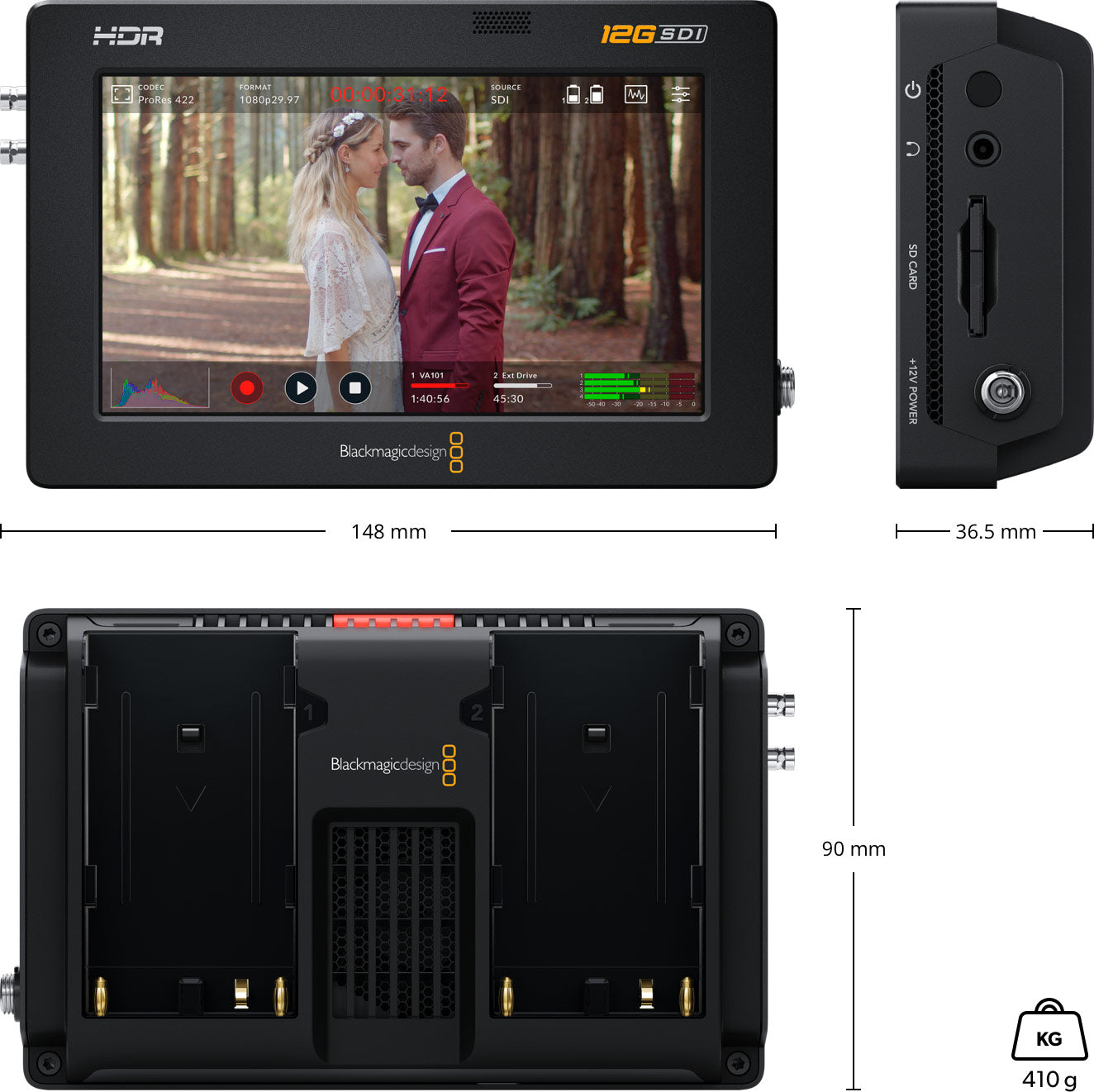 Blackmagic Design Video Assist 12G HDR Monitor / Recorder - 5in